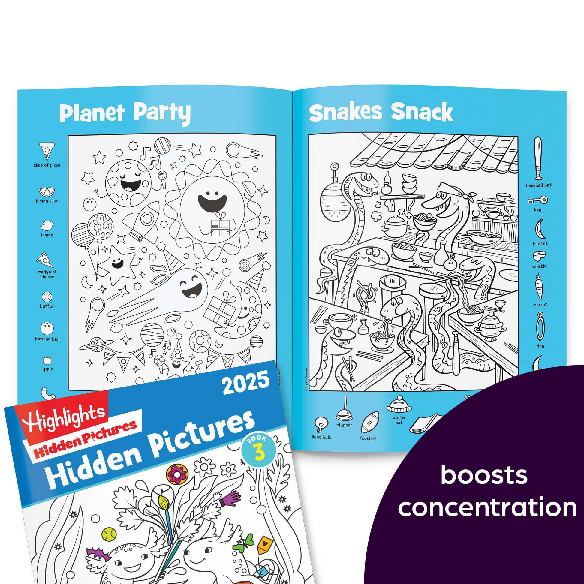Child engaging with screen-free Highlights Hidden Pictures activity book
