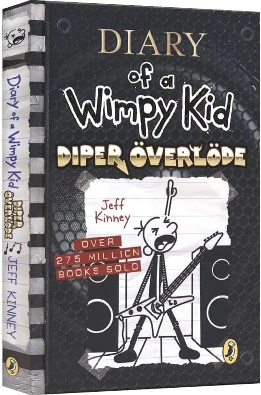 Close up of Diary of a Wimpy Kid book covers inside box