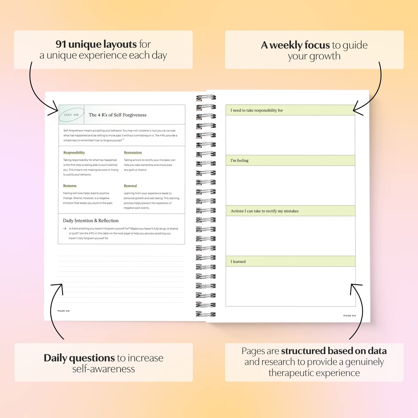 Switch Research self-care diary interior page layout