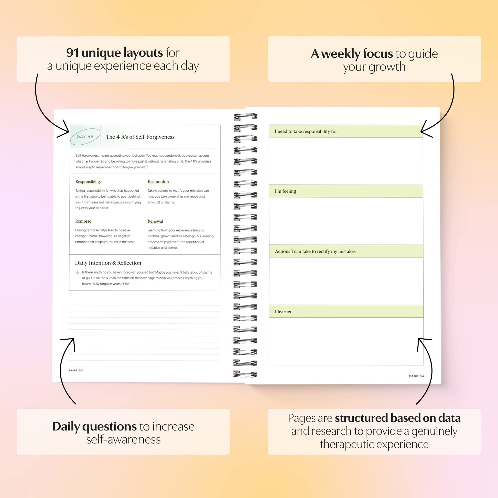 Switch Research self-care diary interior page layout