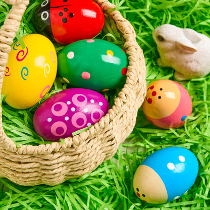 Brightly painted non toxic wooden percussion toy collection for sensory development play