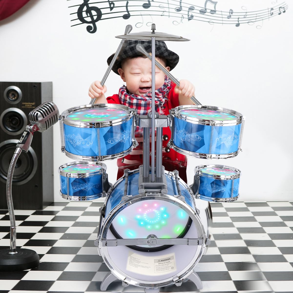 Captain Chaowing early education toddler drum set showcasing the reinforced premium material texture