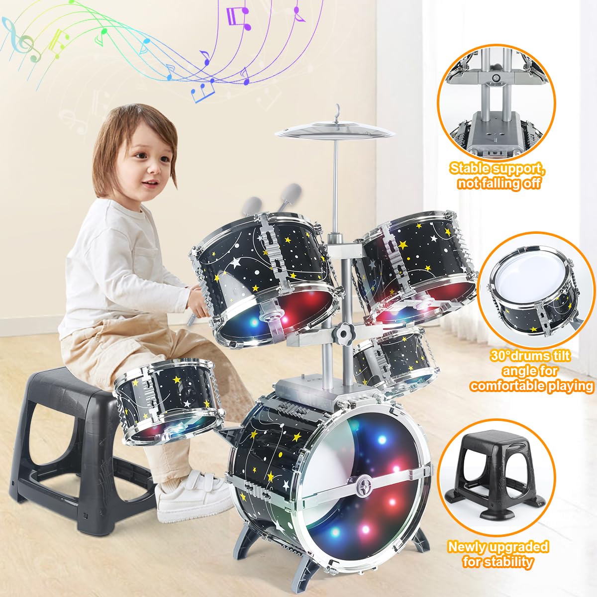 Captain Chaowing educational toy drums packaged compactly demonstrating how the components disassemble easily for storage.