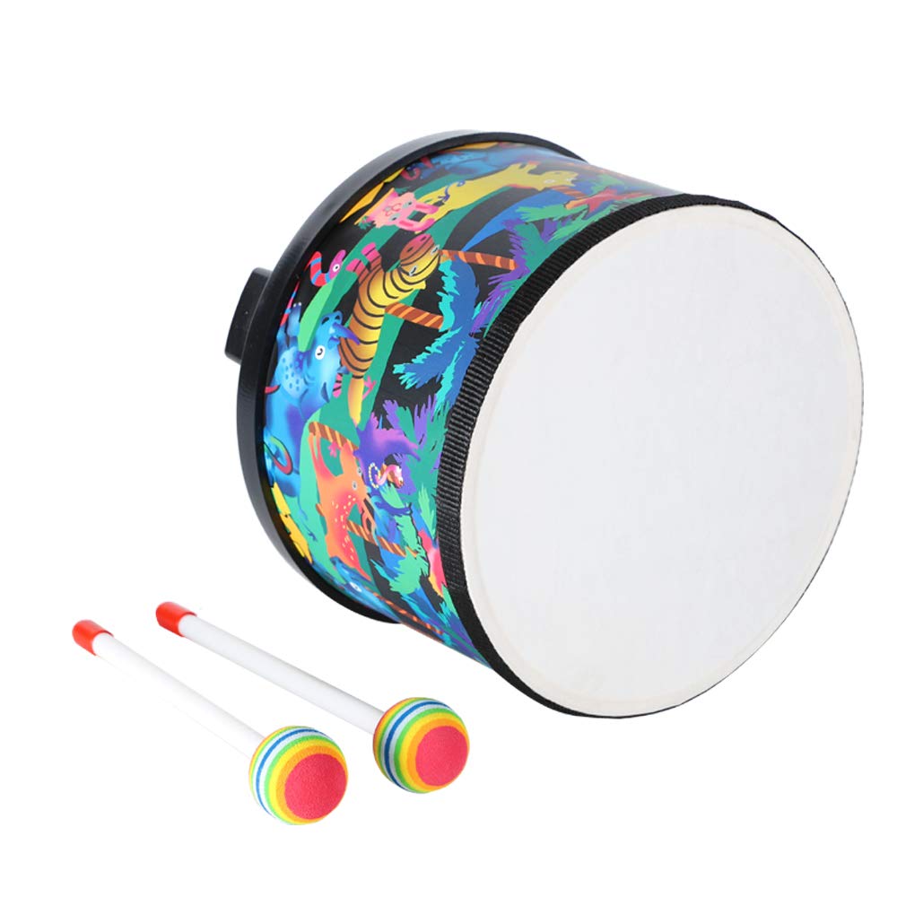 Ubblove Montessori percussion ground drum for children highlighting the stable four rubber feet.