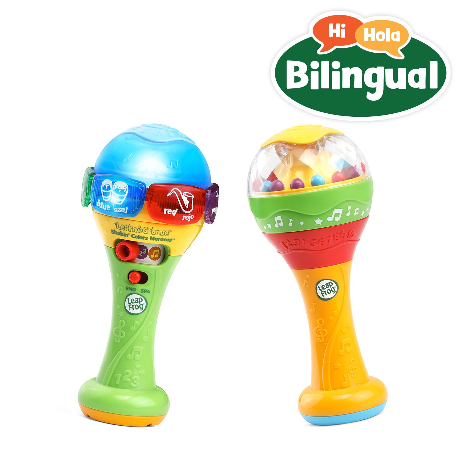 LeapFrog electronic maraca showing six colorful light-up buttons and color-changing top dome.