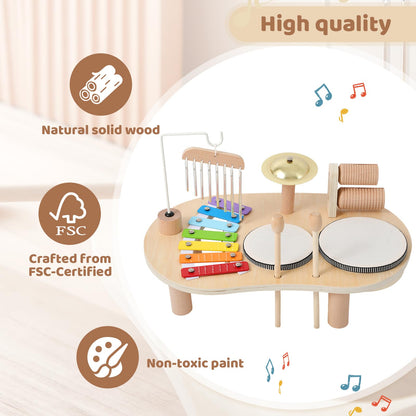 Premium FSC certified kid safe natural wood toy drum set elements