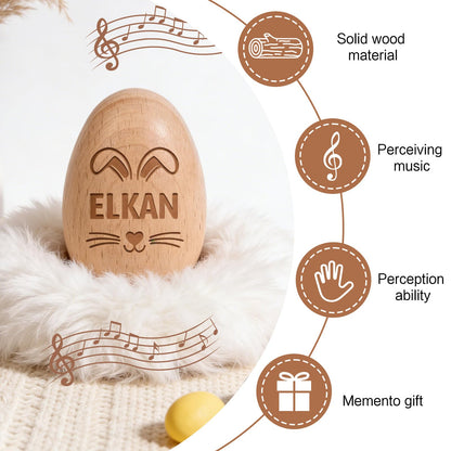 Custom wooden easter egg basket stuffers arranged as newborn keepsakes
