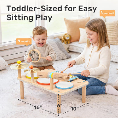 WINGYZ toddler musical instruments set showing xylophone and cymbals close up