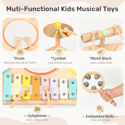 Eco friendly wooden musical toys for toddlers showing smooth rounded safety edges