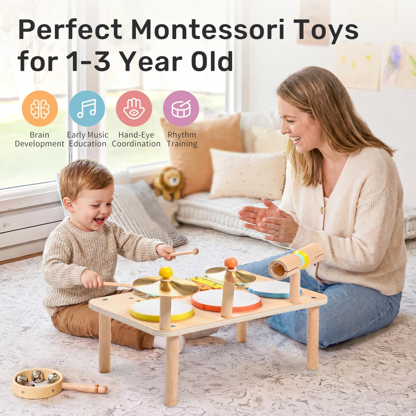 WINGYZ kids percussion table set with non toxic paint finish details