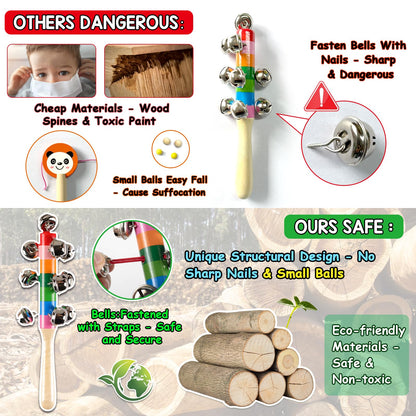 LOOIKOOS wooden xylophone and child safe mallets for preschool educational play