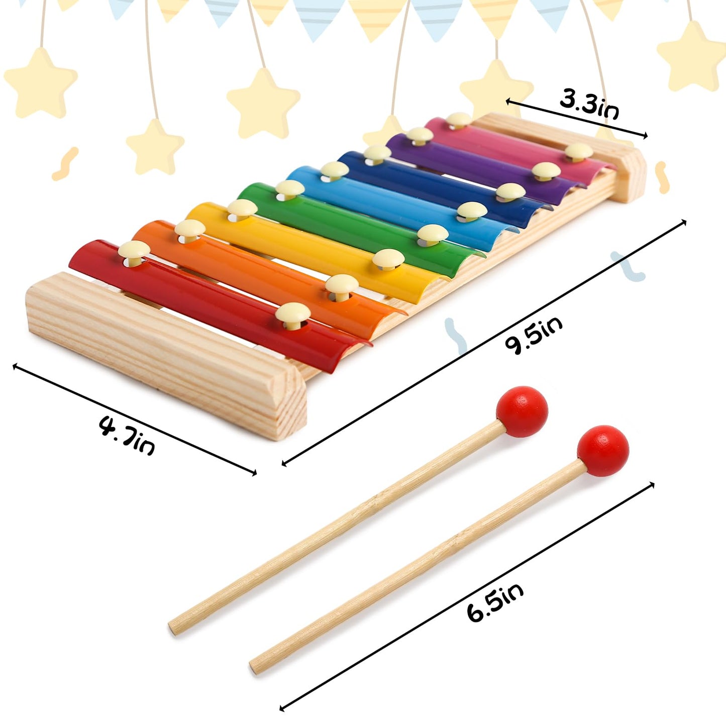 Toddler educational musical instrument toy with two child safe mallets