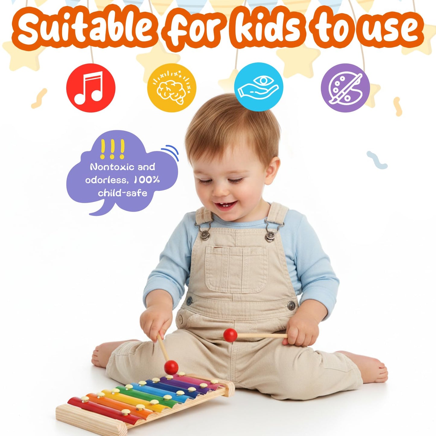 Safe non toxic wooden musical toy for toddler early development