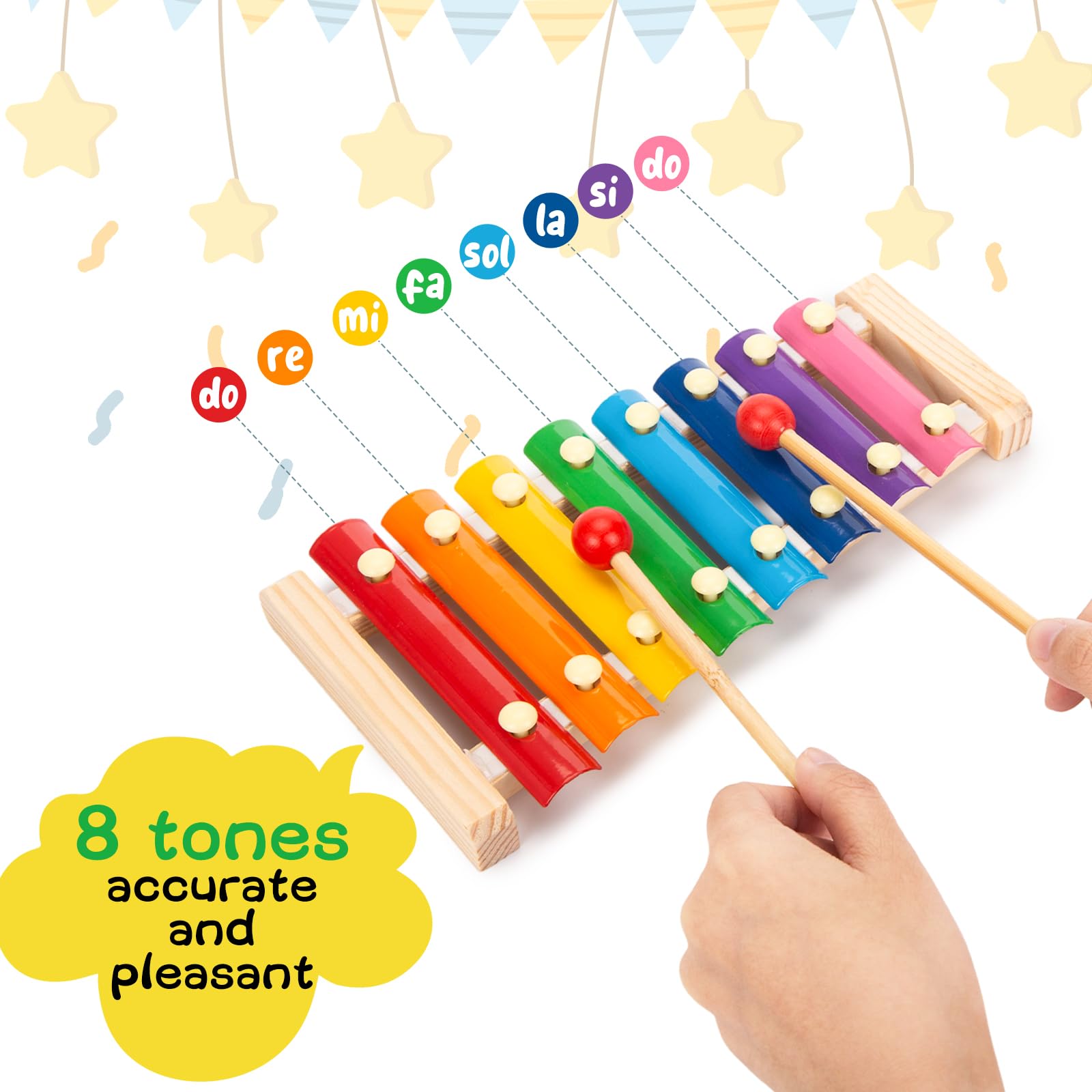 MCPINKY kids xylophone packaging view highlighting premium quality materials
