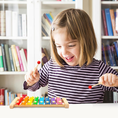 Ages three and up educational toy xylophone with smooth wood finish
