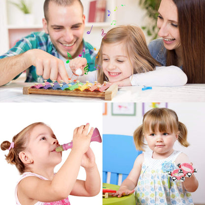 Preschooler learning rhythm with Maxzone musical instrument kit