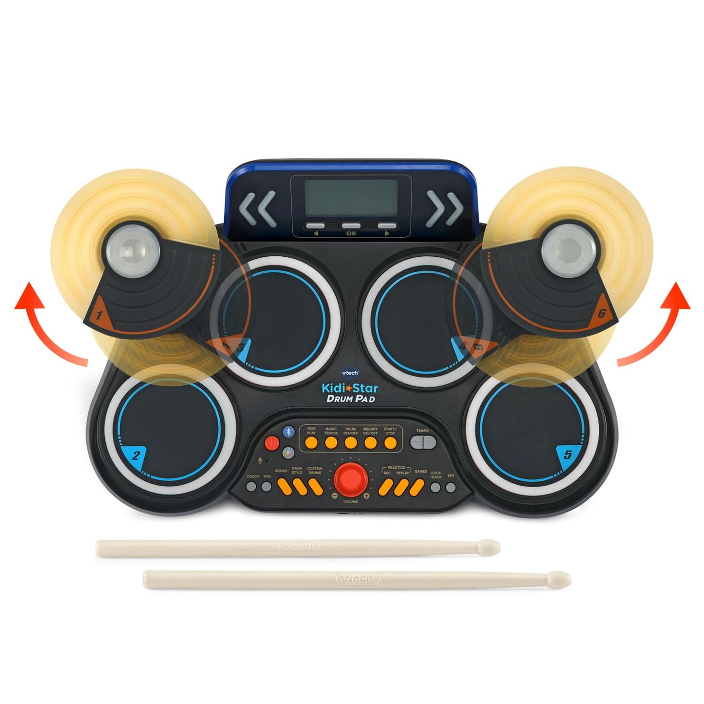 Side angle of VTech kids musical instrument showcasing its compact and portable design