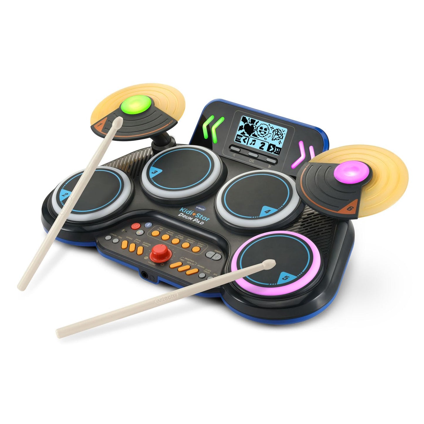 VTech Kidi Star musical toy illuminated during play mode demonstrating responsive light effects