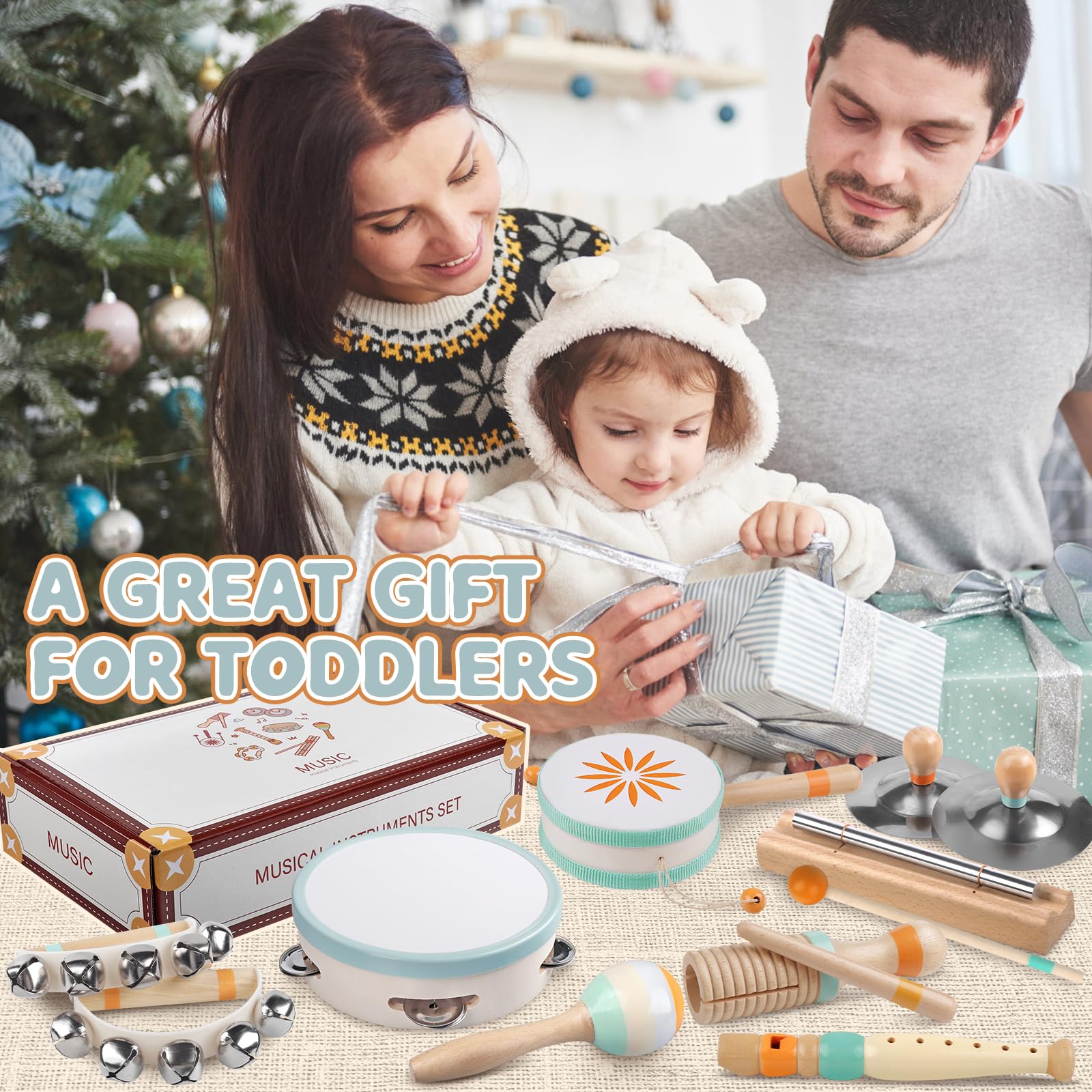 Rmischolar gender neutral wooden hand drum and musical instruments for boys and girls