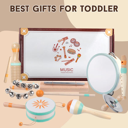 Full packaging view of the premium imported toddler developmental percussion gift set