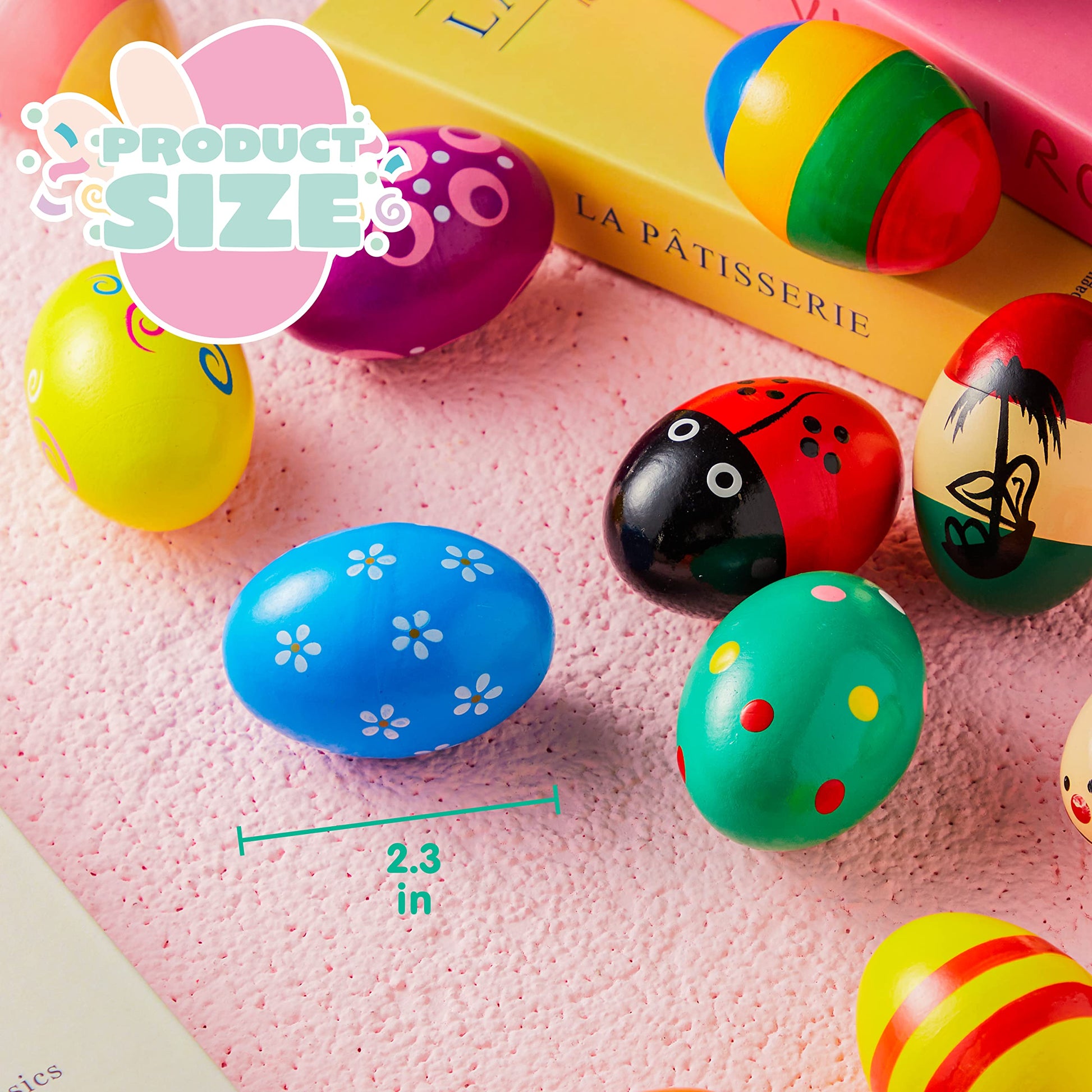 Premium imported wooden egg maracas being used as classroom prizes and educational tools.
