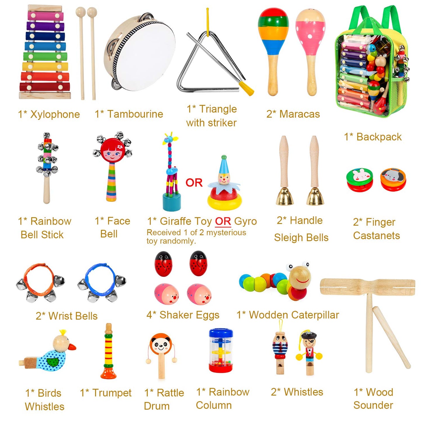 Toddlers hand holding non toxic wooden maracas and rhythm stick toys