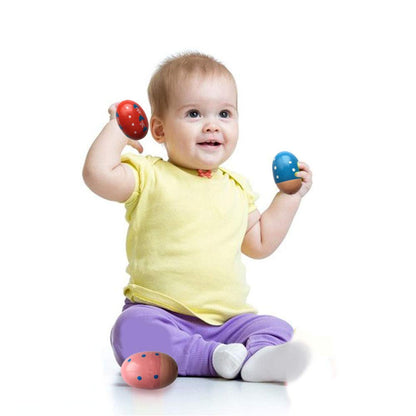 JoFAN colorful wooden percussion eggs arranged together showing high quality non-toxic painted finish