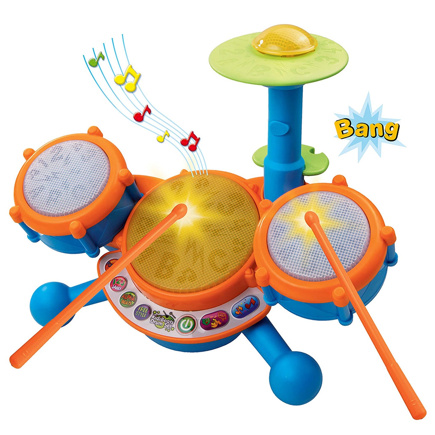 VTech electronic learning drum toy with matching toddler drumsticks