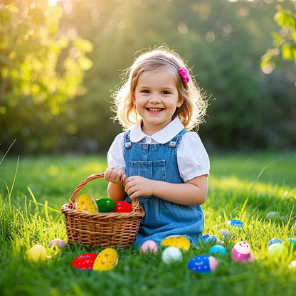 Vibrant Montessori inspired wooden egg shakers showing detailed flower patterns