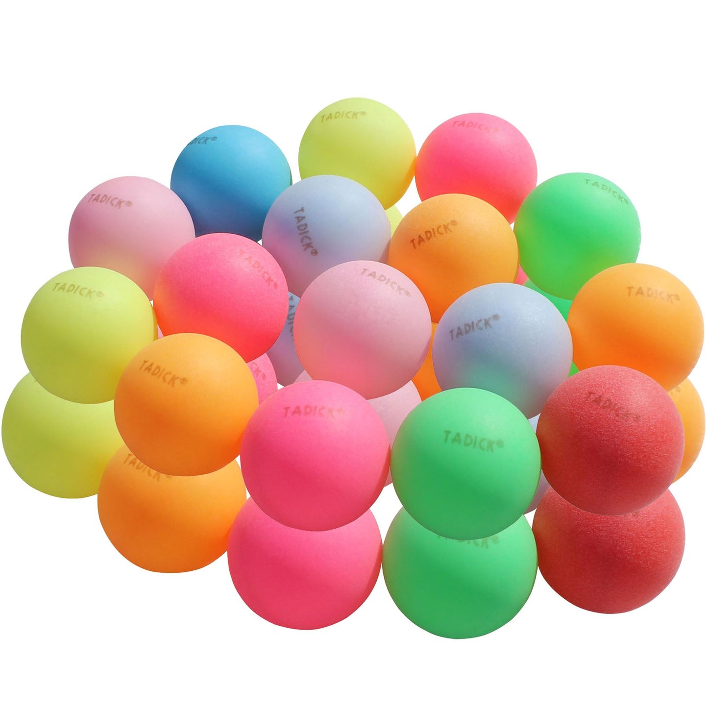 Close up of Tadick neon colored craft balls