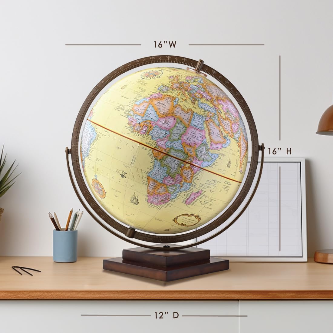 Waypoint Geographic Revolution globe displayed on an office desk