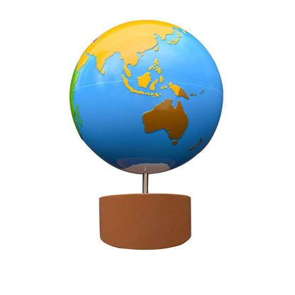 Close up of textured Montessori globe land and water surface