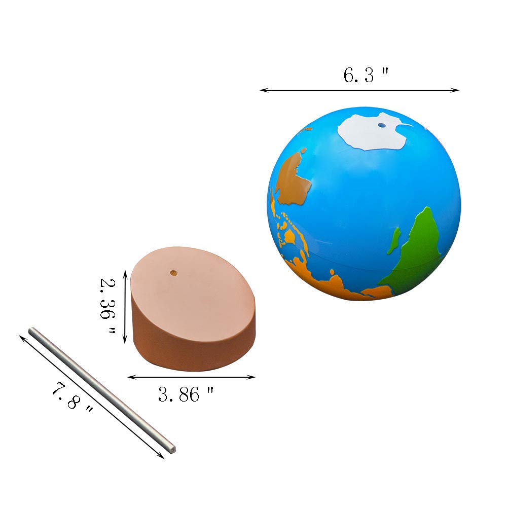 Top down view of tactile world parts globe for children