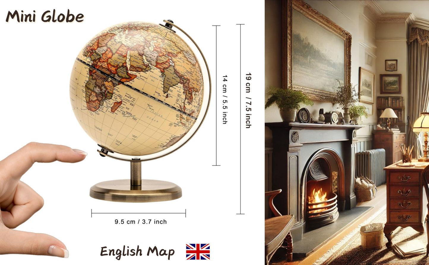 Close up of political boundaries on antique desktop globe