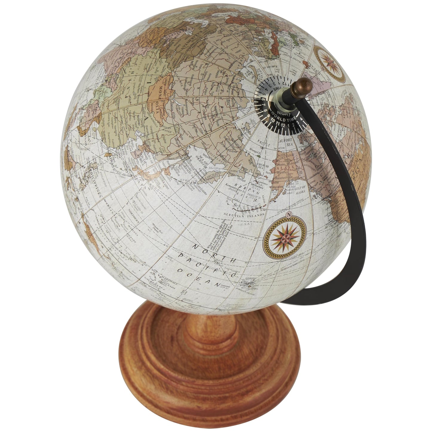 Close up of rustic nautical map on Deco 79 world globe