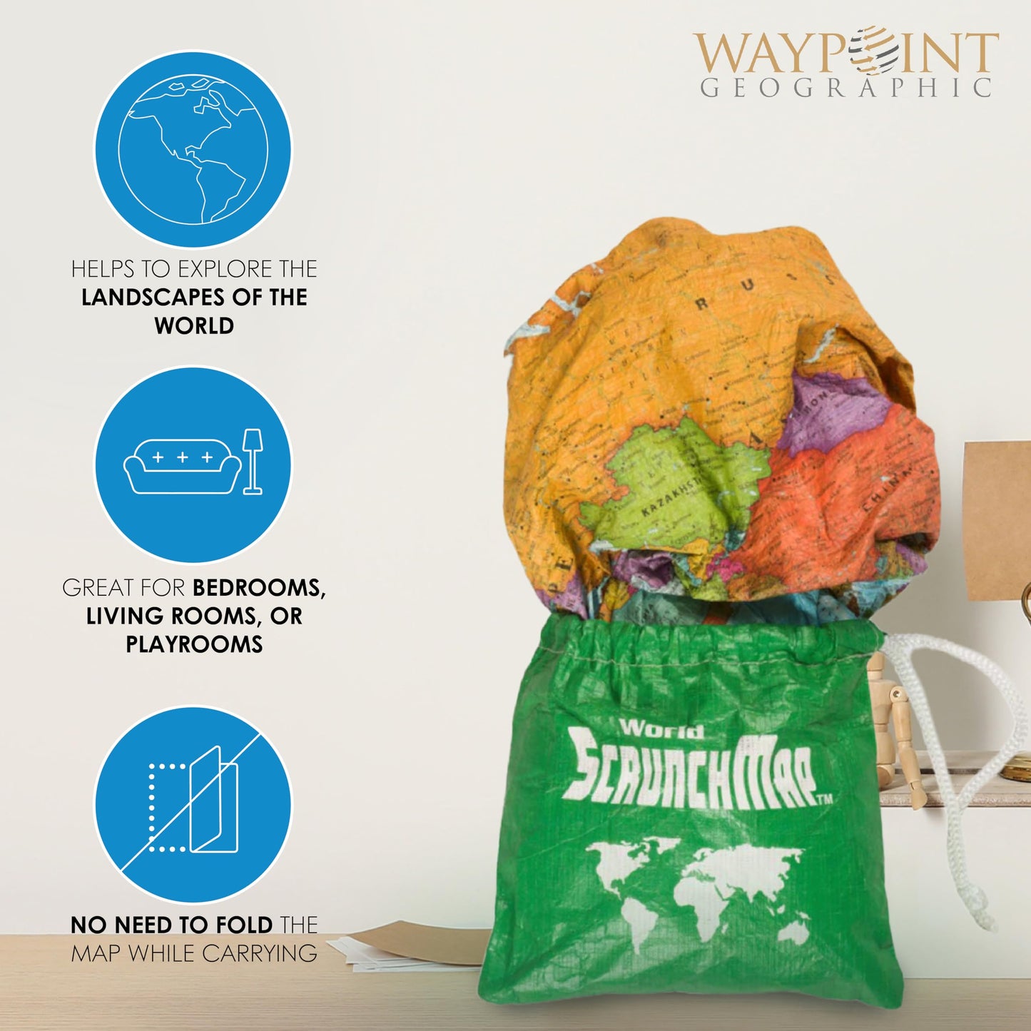 Waypoint Geographic ScrunchMap material texture close up