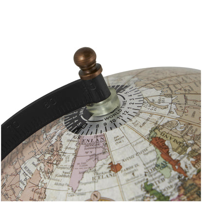 Detailed view of the black meridian and brass colored accents