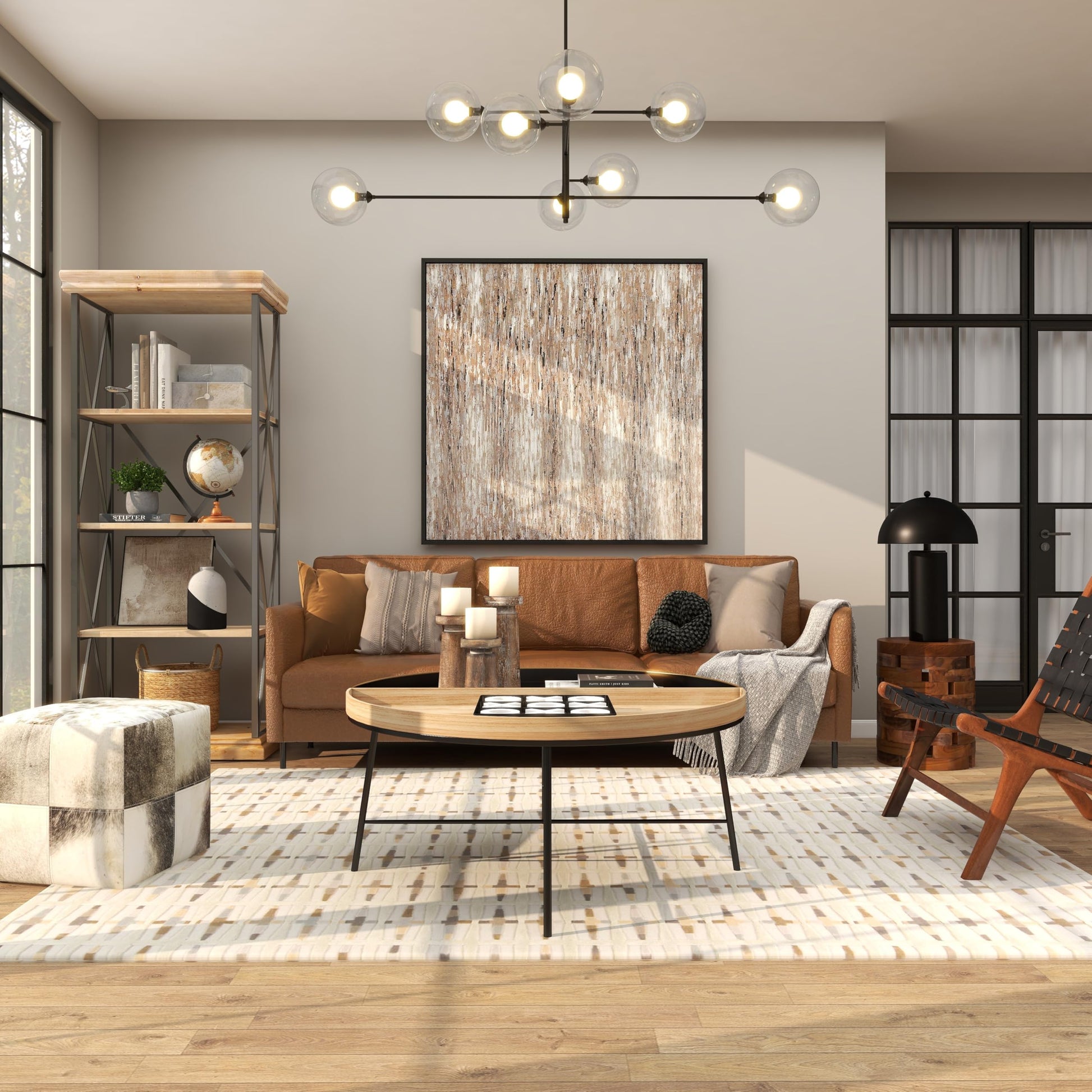 Deco 79 mango wood globe in a living room interior setting