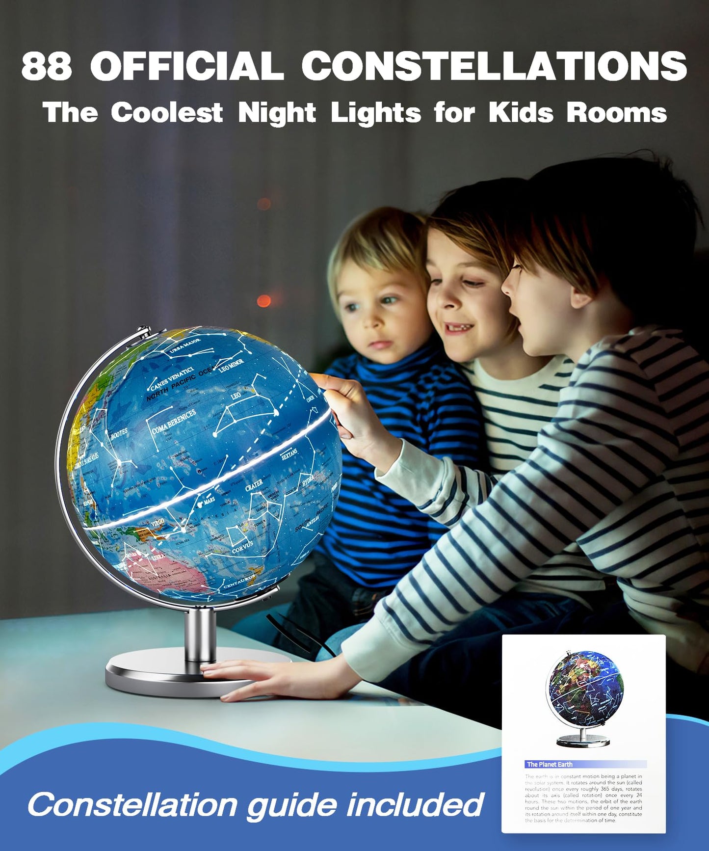 JOWHOL illuminated earth map showing countries and capitals via USB power connection