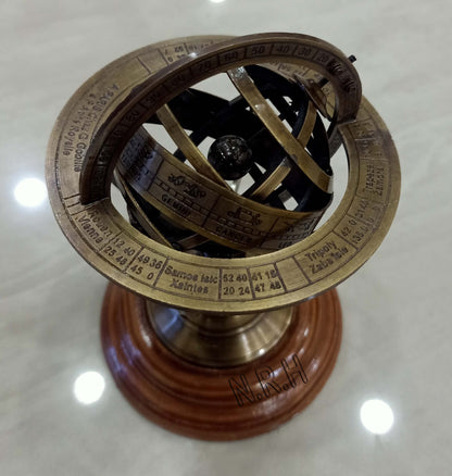 Top down view of Nautical Replica Hub armillary sphere desk ornament