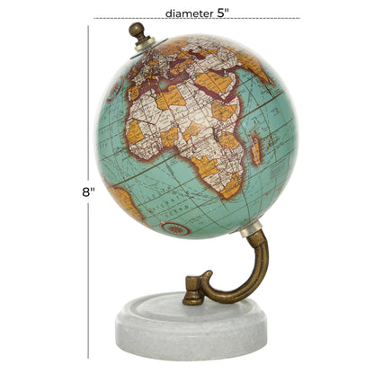 Modern vintage style teal world globe for home decor