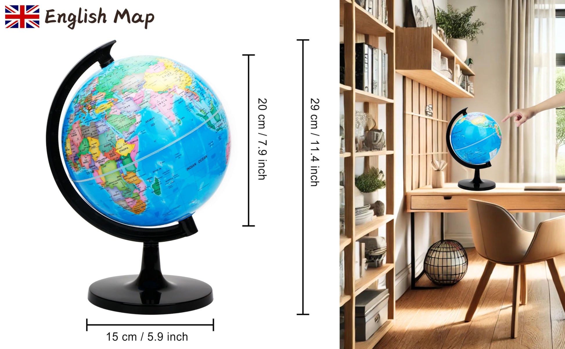 Exerz political map earth globe on desk