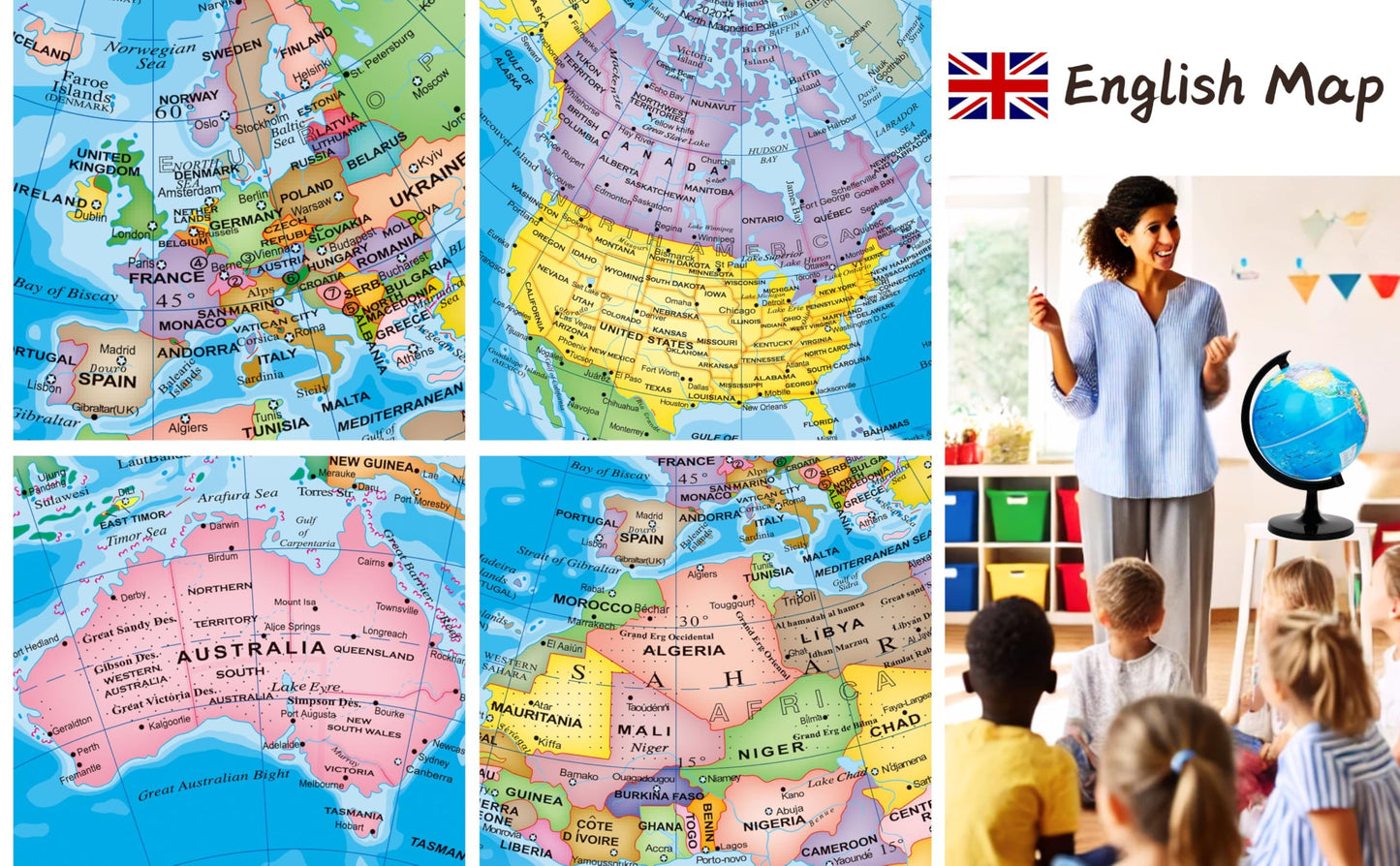 Exerz educational world globe side profile