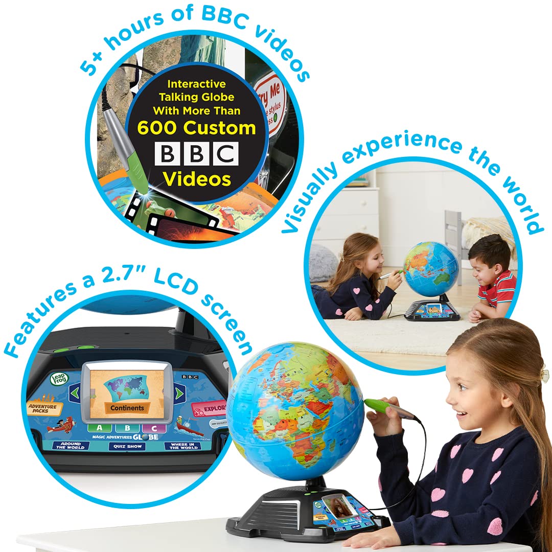 Children interacting with LeapFrog smart globe using stylus.