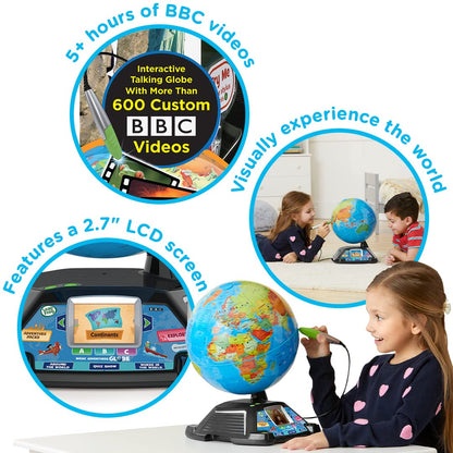 Children interacting with LeapFrog smart globe using stylus.