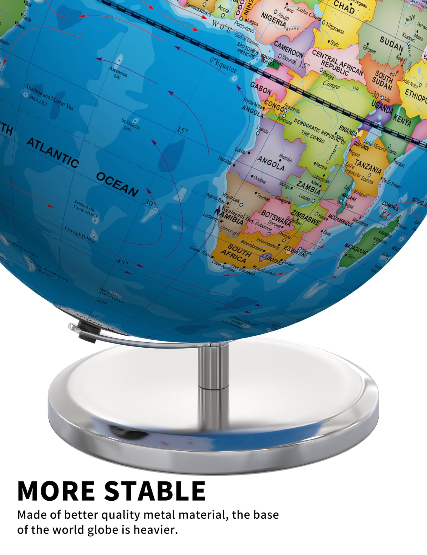 Educational world globe displayed on a study desk for kids