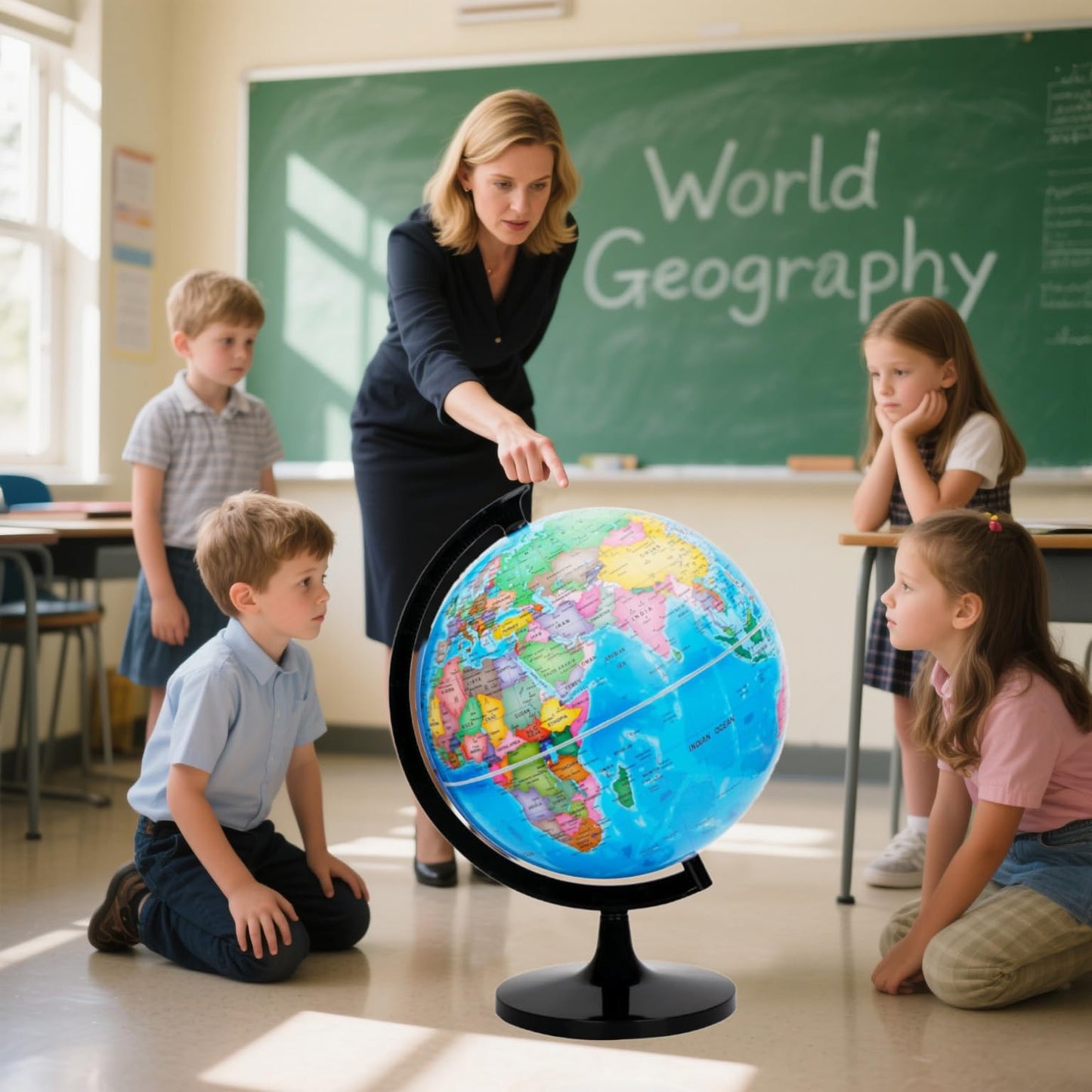 WOWESOTICA desktop world globe with included three inch magnifying glass accessory