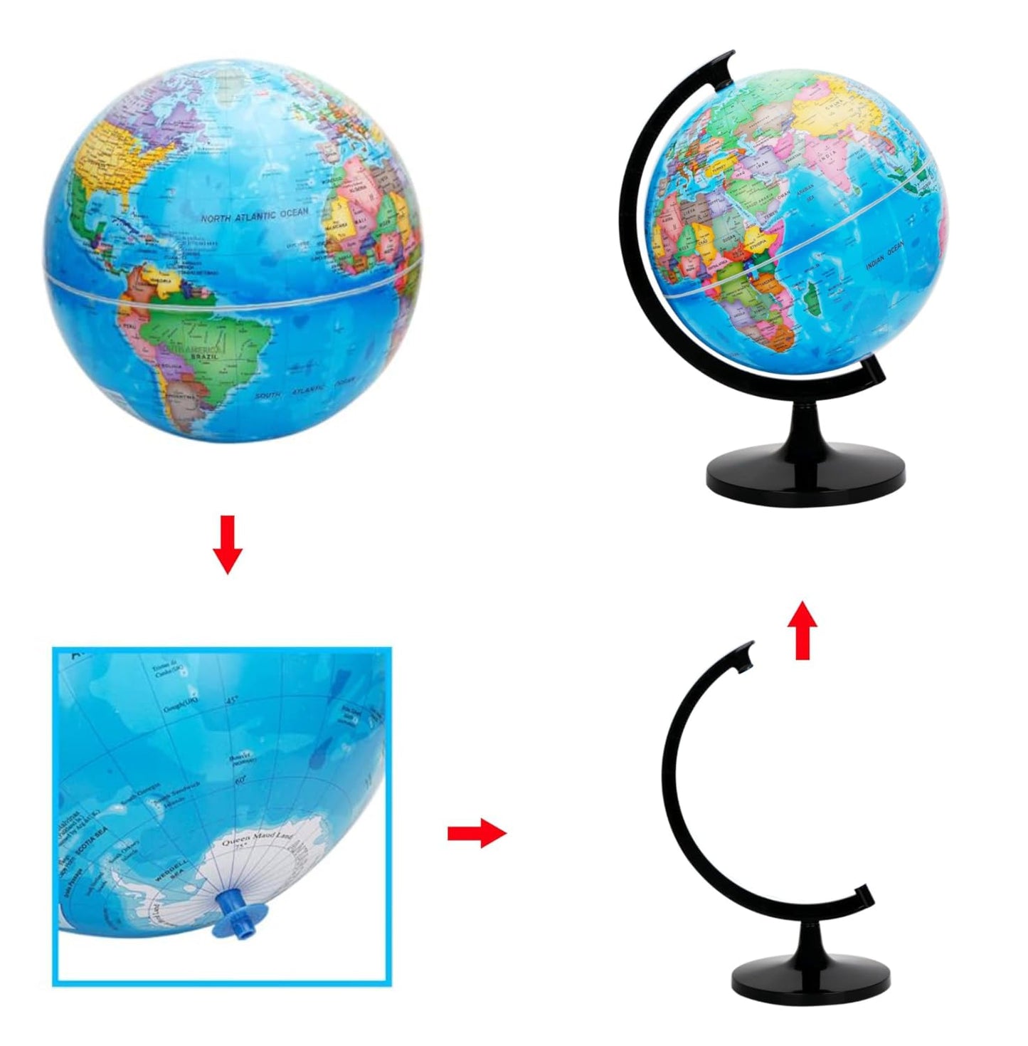 WOWESOTICA blue political earth globe model displayed on home office study desk