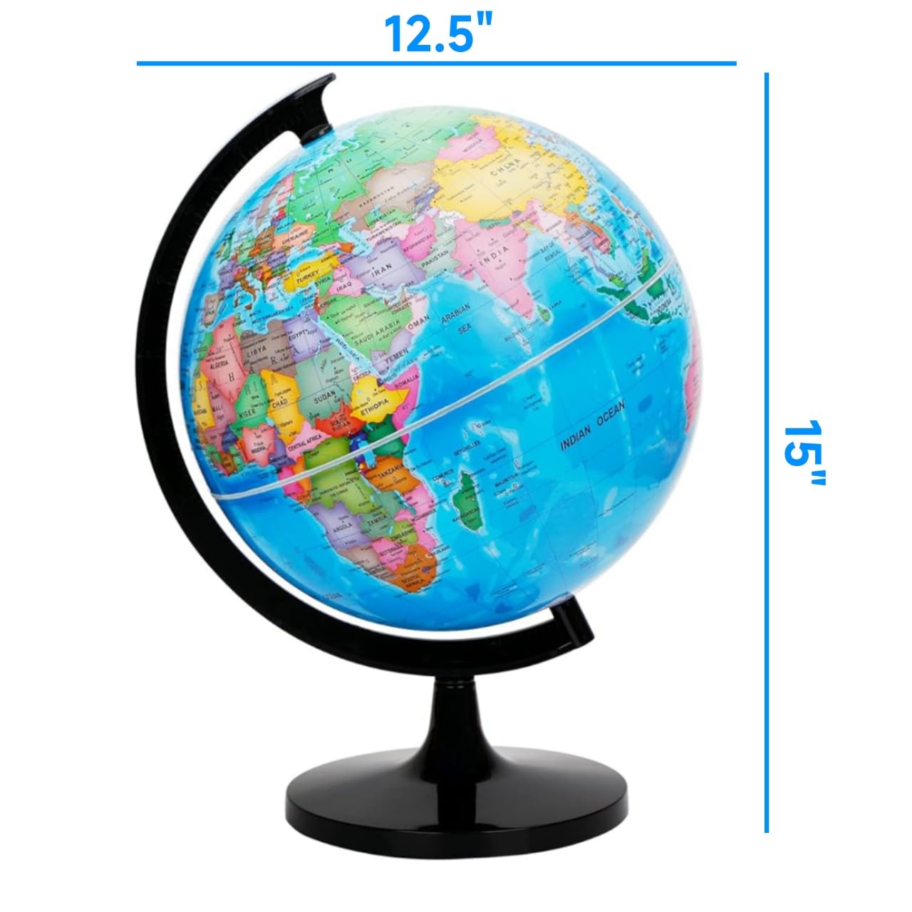 WOWESOTICA rotating twelve inch classroom globe showing continents and oceans clearly