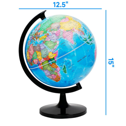 WOWESOTICA rotating twelve inch classroom globe showing continents and oceans clearly